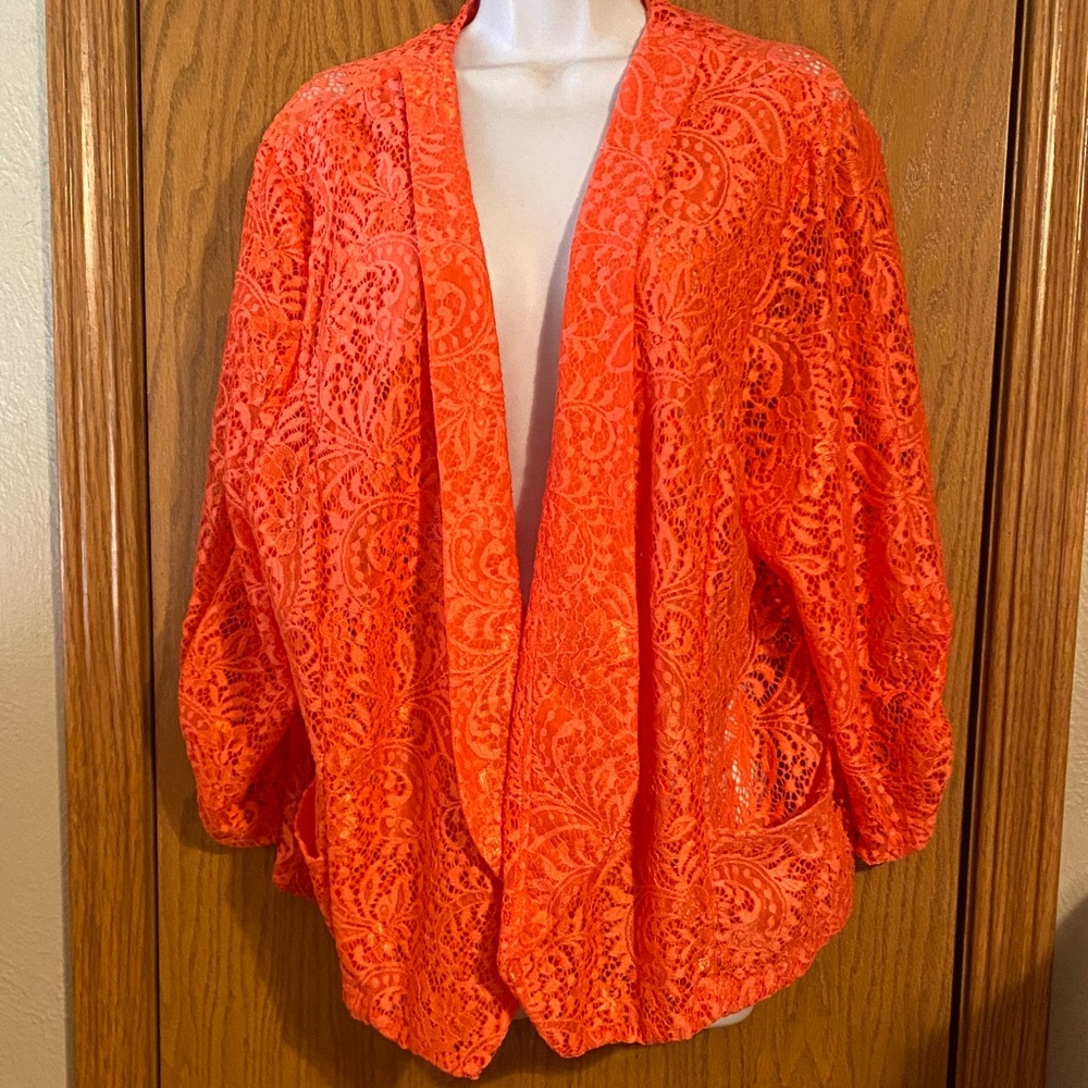 Cato size 22/24 Coral Lace Jacket NWT